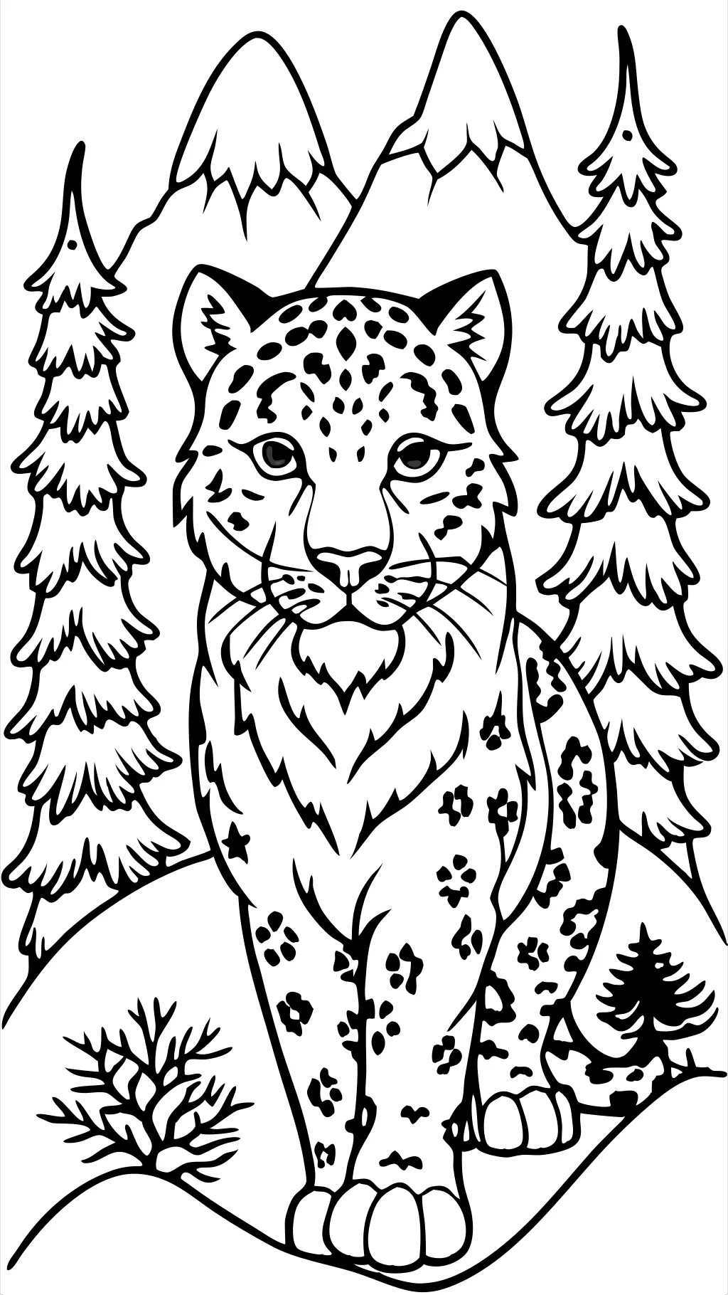 coloriages de léopard de neige